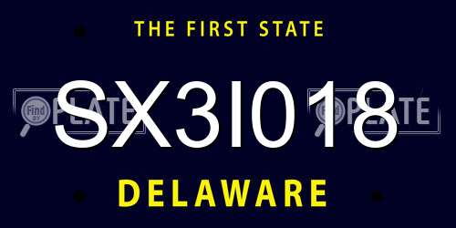SX3I018 Delaware License Plate