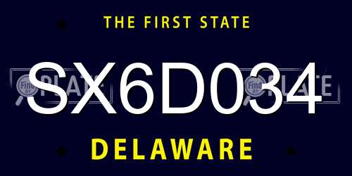 SX6D034 Delaware License Plate