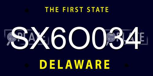 SX6O034 Delaware License Plate