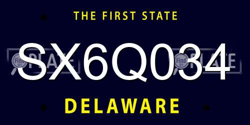 SX6Q034 Delaware License Plate