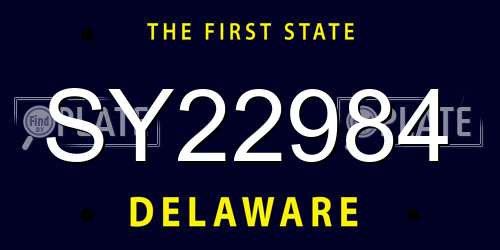SY22984 Delaware License Plate