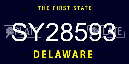 SY28593 Delaware License Plate