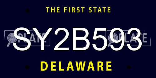 SY2B593 Delaware License Plate
