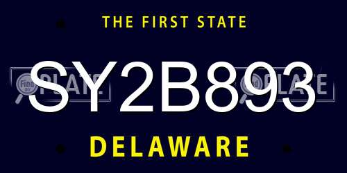 SY2B893 Delaware License Plate