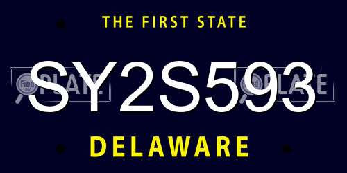 SY2S593 Delaware License Plate