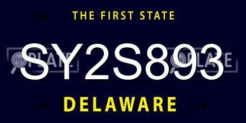 SY2S893 Delaware License Plate