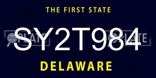 SY2T984 Delaware License Plate