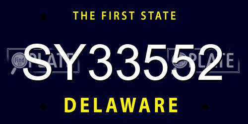 SY33552 Delaware License Plate