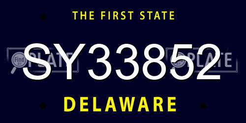 SY33852 Delaware License Plate