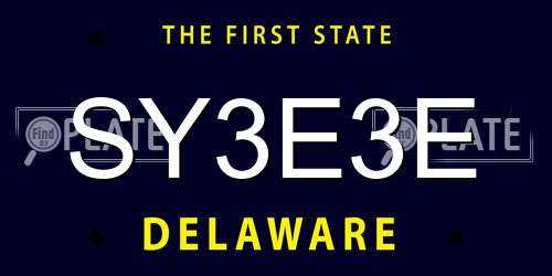 SY3E3E Delaware License Plate