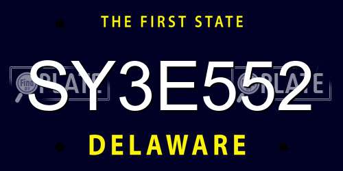 SY3E552 Delaware License Plate