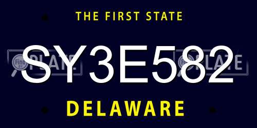SY3E582 Delaware License Plate