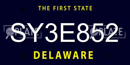 SY3E852 Delaware License Plate