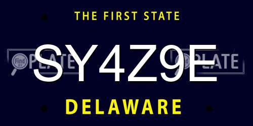 SY4Z9E Delaware License Plate