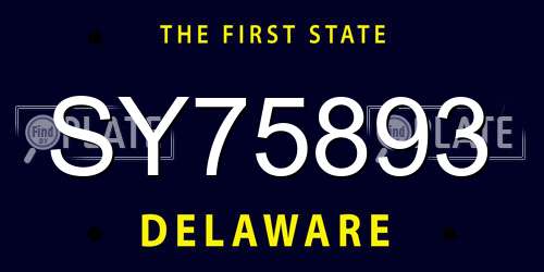 SY75893 Delaware License Plate