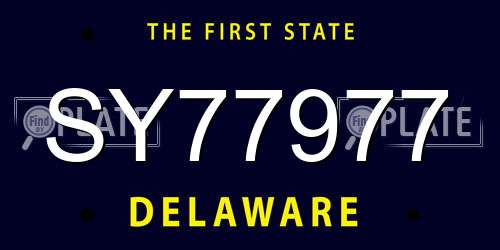 SY77977 Delaware License Plate