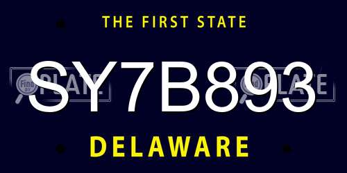SY7B893 Delaware License Plate