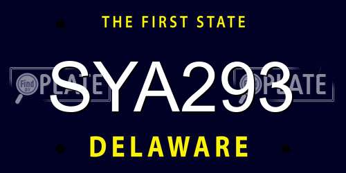 SYA293 Delaware License Plate