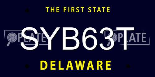 SYB63T Delaware License Plate