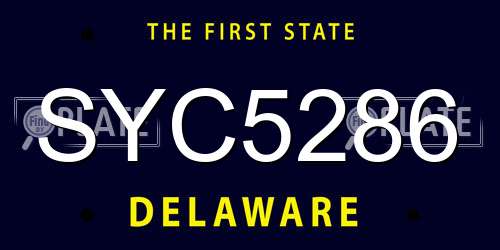 SYC5286 Delaware License Plate