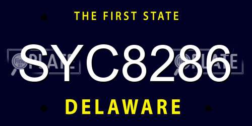SYC8286 Delaware License Plate