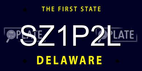 SZ1P2L Delaware License Plate