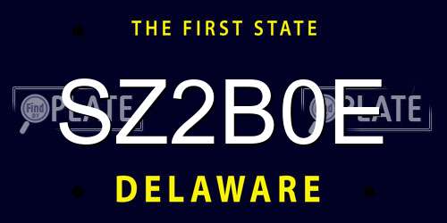 SZ2B0E Delaware License Plate