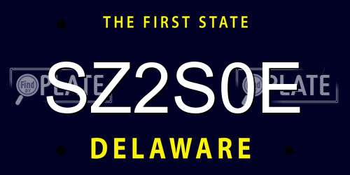 SZ2S0E Delaware License Plate