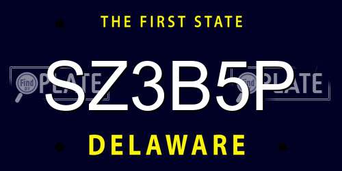 SZ3B5P Delaware License Plate