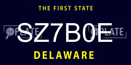 SZ7B0E Delaware License Plate
