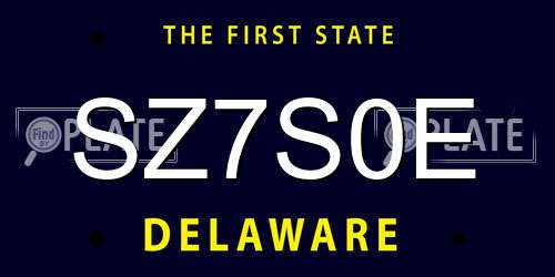 SZ7S0E Delaware License Plate