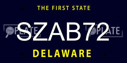 SZAB72 Delaware License Plate