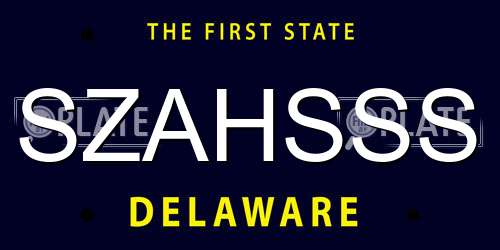 SZAHSSS Delaware License Plate