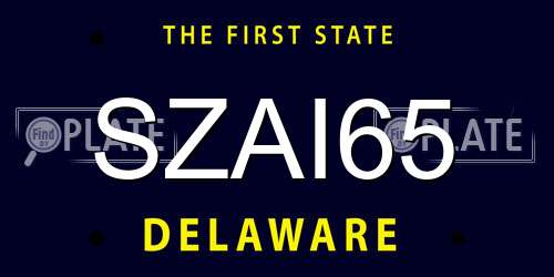 SZAI65 Delaware License Plate