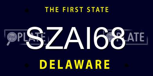 SZAI68 Delaware License Plate