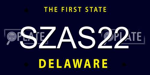 SZAS22 Delaware License Plate