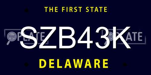 SZB43K Delaware License Plate