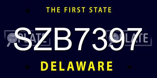 SZB7397 Delaware License Plate