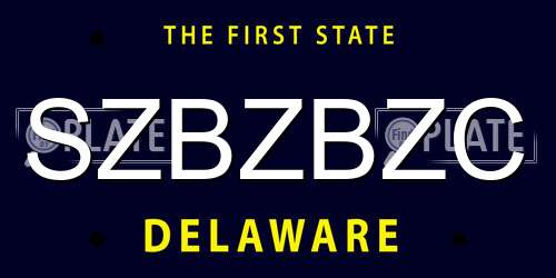 SZBZBZC Delaware License Plate