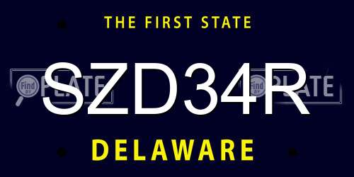 SZD34R Delaware License Plate