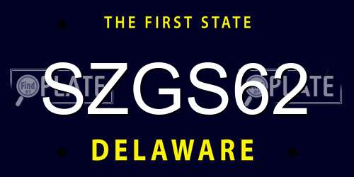 SZGS62 Delaware License Plate
