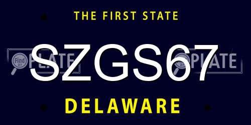 SZGS67 Delaware License Plate