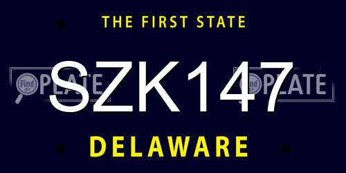 SZK147 Delaware License Plate