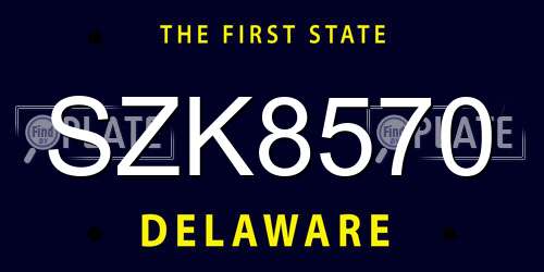 SZK8570 Delaware License Plate