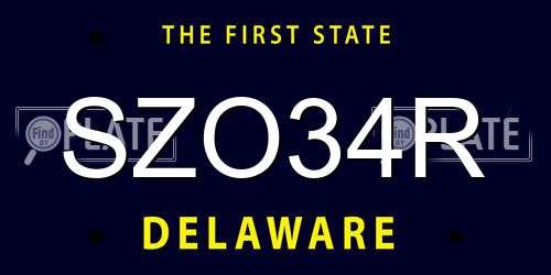 SZO34R Delaware License Plate