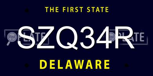 SZQ34R Delaware License Plate