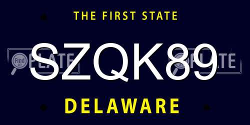 SZQK89 Delaware License Plate