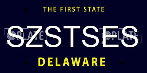SZSTSES Delaware License Plate