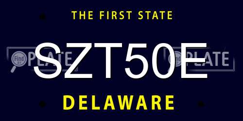 SZT50E Delaware License Plate
