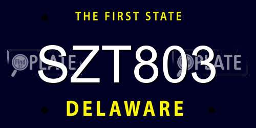 SZT803 Delaware License Plate